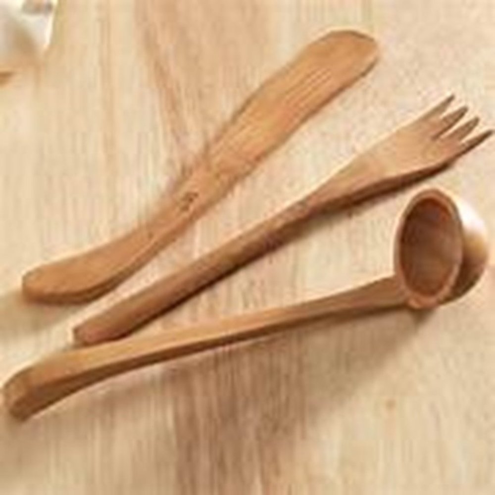NIP Retired Pampered Chef Bamboo Serving Set #2048 Ladle Fork Spreader ~ 2pks
